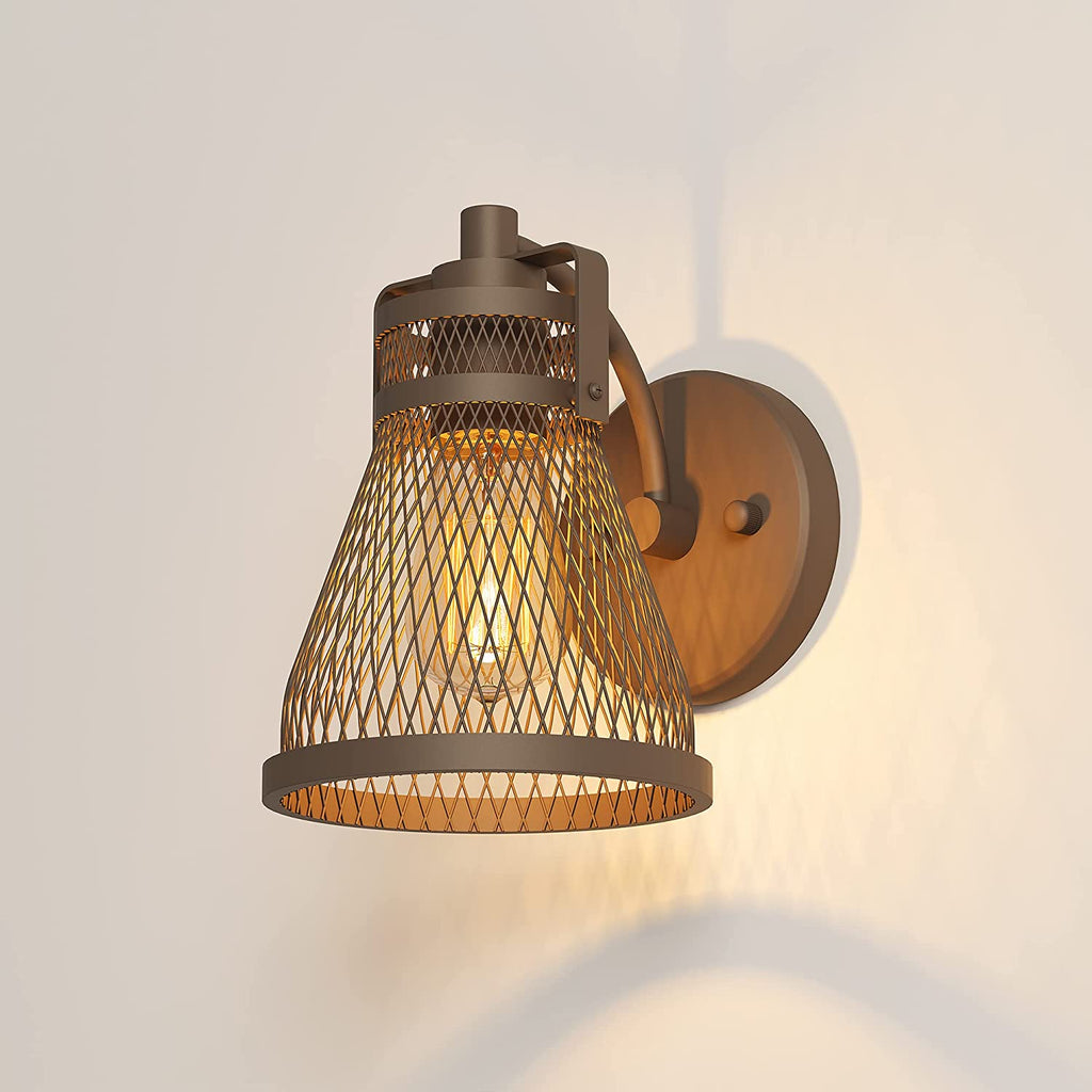 Industrial vanity light fixture farmhouse mesh wall sconce