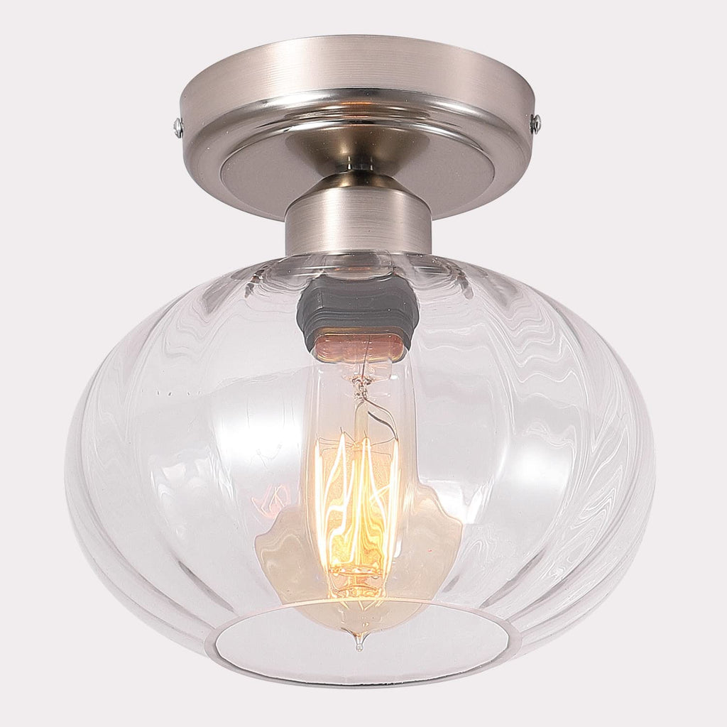 Modern glass semi flush mount ceiling light chrome close to ceiling lighting with nickel finish