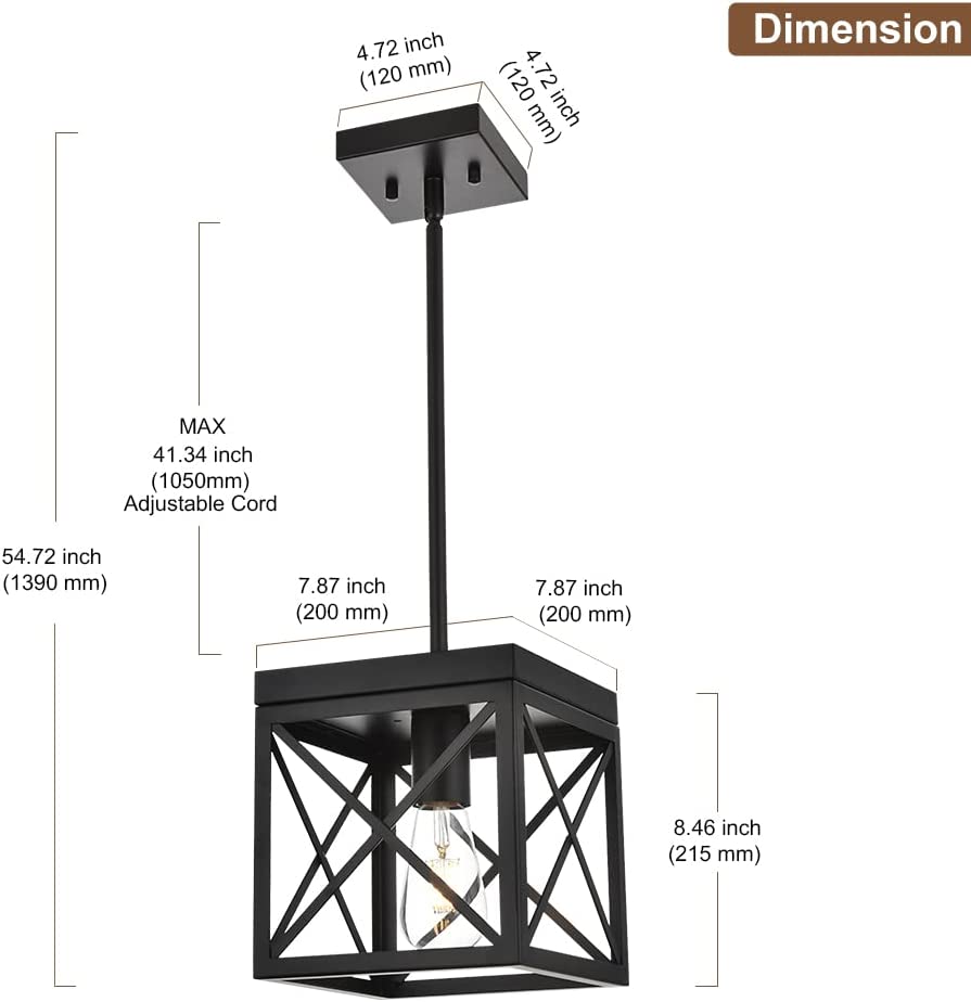 Black cage pendant lighting mini industrial pendant lamp with adjustable rods