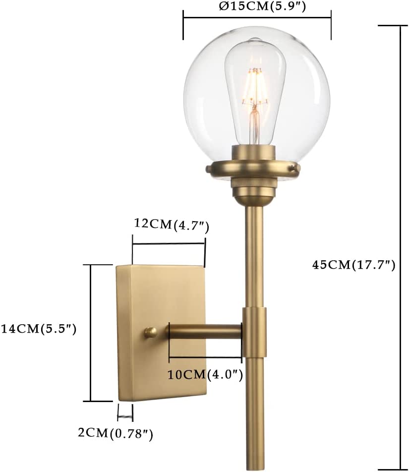 Glass globe wall sconce industrial wall light fixture