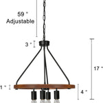 4 light wood farmhouse chandelier kitchen island pendant lighting