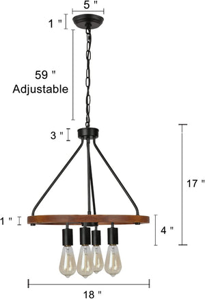 4 light wood farmhouse chandelier kitchen island pendant lighting