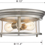 2 light Indoor Close to Ceiling Lamp glass ceiling lamp with nickel finish