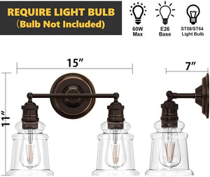 2 light rust vanity wall lights farmhouse glass wall sconces light with dark bronze finish