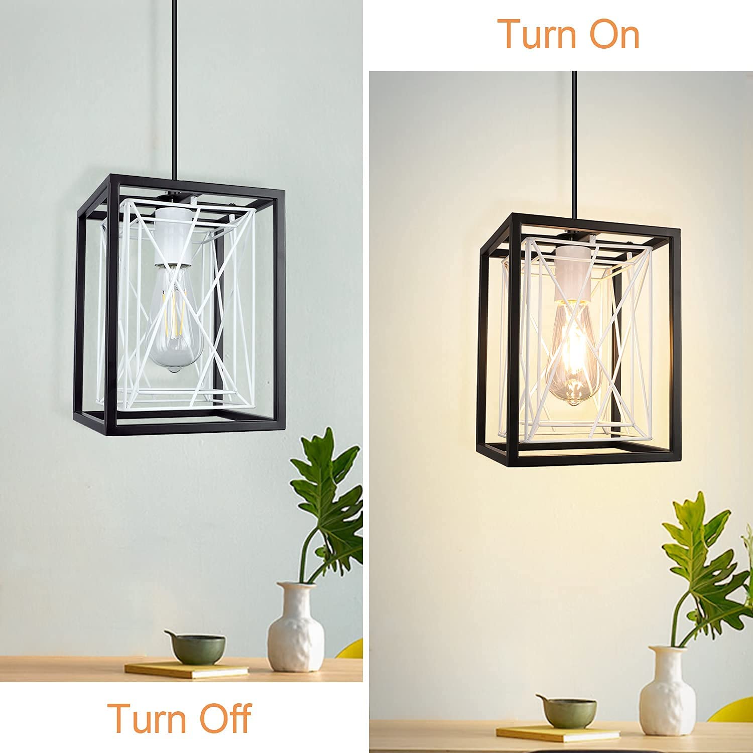 Double layer metal farmhouse pendant light adjustable cage hanging light fixtures