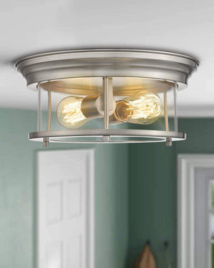 2 light Indoor Close to Ceiling Lamp glass ceiling lamp with nickel finish