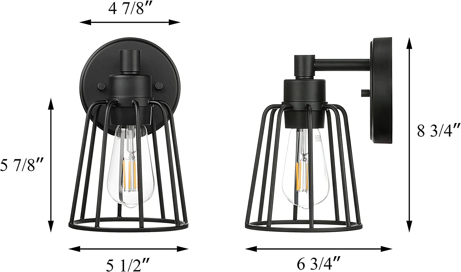 Black cage wall sconce farmhouse wall lighting fixture