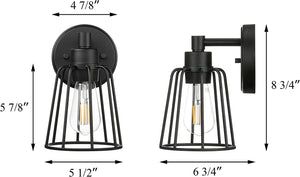 Black cage wall sconce farmhouse wall lighting fixture