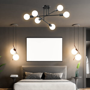 6 light sputnik ceiling light fixture black flush mount ceiling lamp