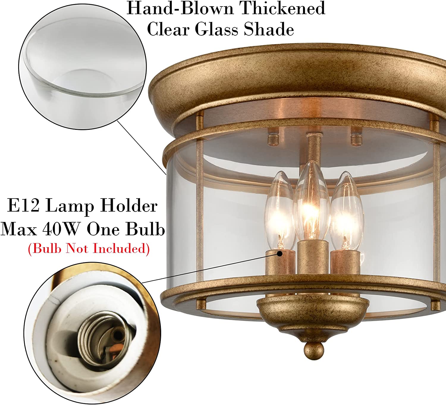 3 light industrial flush mount ceiling light fixture antique gold ceiling lamp