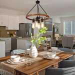 4 light wood farmhouse chandelier kitchen island pendant lighting