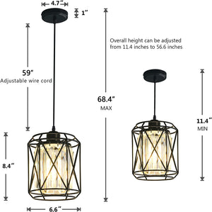 Mini pendant light fixture crystal cage pendant lamp