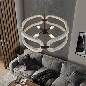 Drum wooden chandelier 4 light antique ceiling pendant light fixture