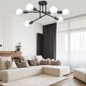 6 light sputnik ceiling light fixture black flush mount ceiling lamp