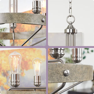 5 light farmhouse chandelier industrial nickel hanging pendant