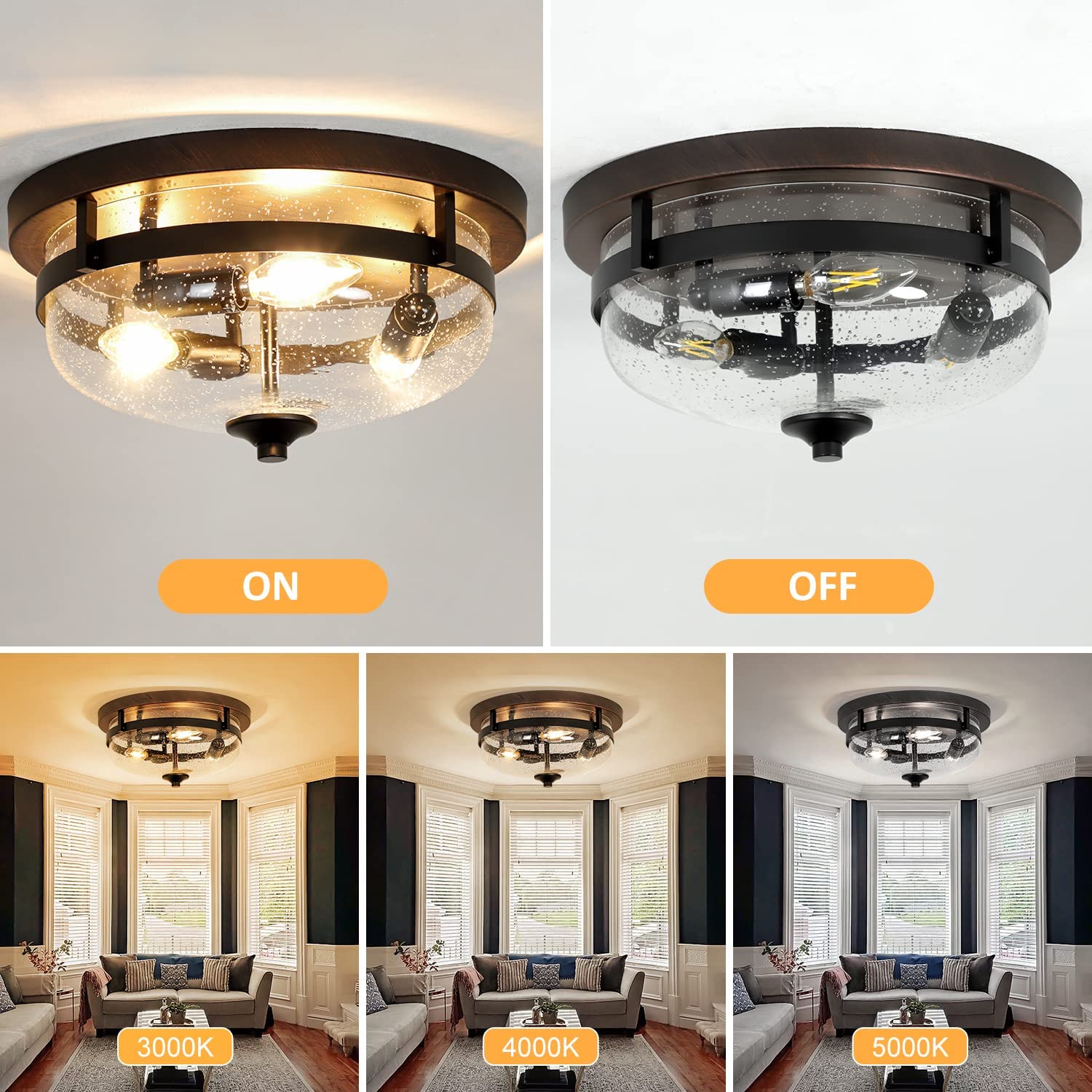 3 light industrial flush mount ceiling light farmhouse glass close to ceiling light fixture