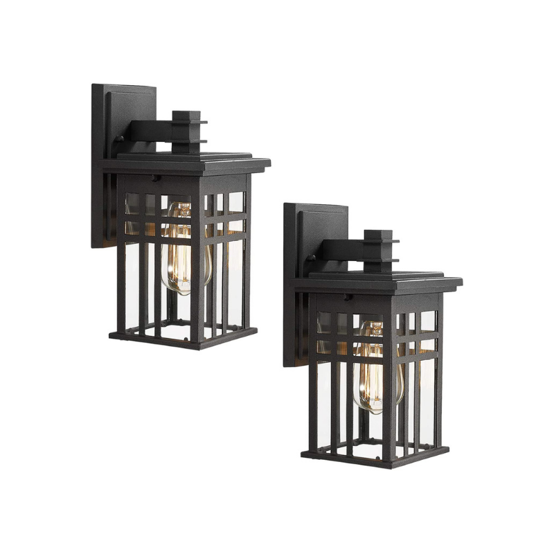 2 pack black glass wall mounted fixture