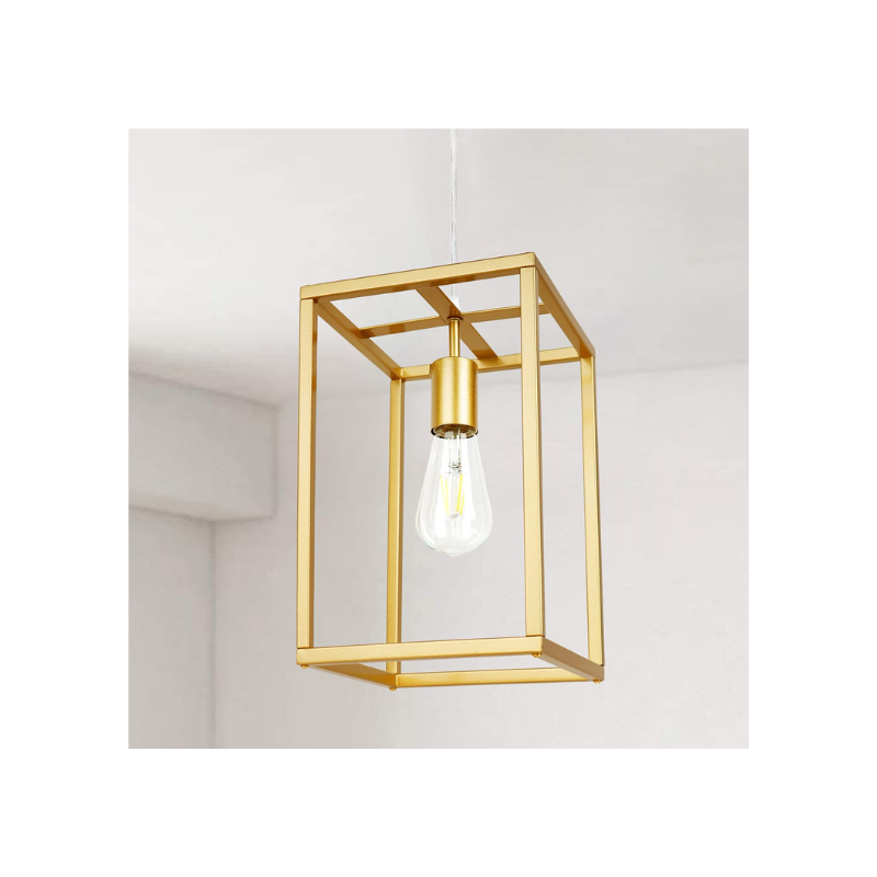 Gold pendant light fixture modern cage ceiling decor Industrial